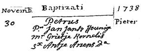 doop Pieter 1738